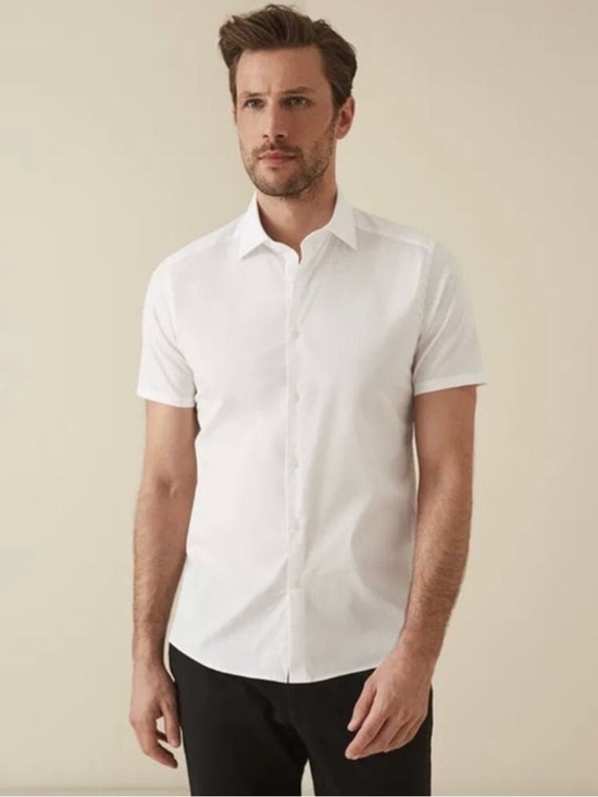 Other - NWT Reiss Redmayne White Short Sleeve Button Up Shirt Slim Fit M